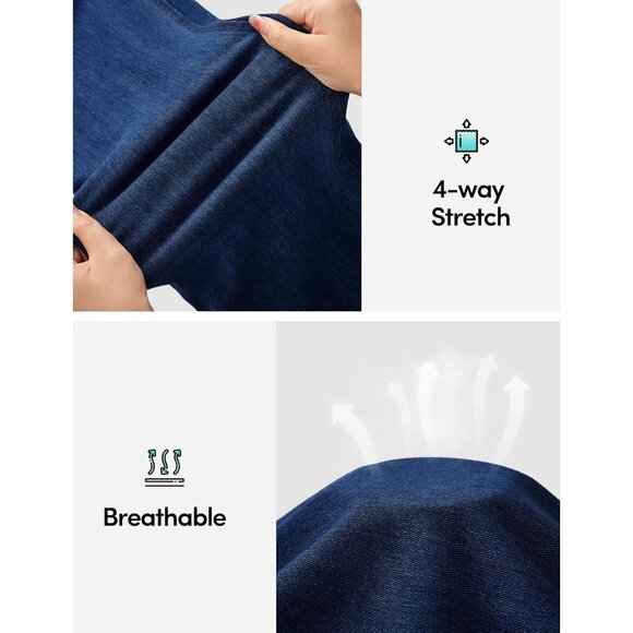 Women’s High-Waist Stretch Jeans Tummy Control Skinny Leggings Pockets - Picture 3 of 5